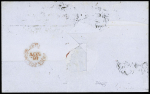 1858 Folded cover to Napoli franked by GB 1858 2d Blue