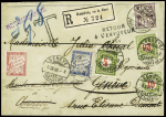 1899-1900 20C + 10C + 5C hellolivgrün auf Reko-brief