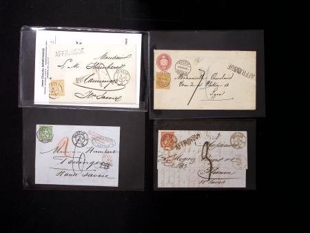 AFFR INSUFF: Fünf Briefe von Genf nach frankiert mit