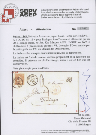 AFFR INSUFF: Fünf Briefe von Genf nach frankiert mit