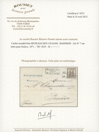 1870 INCOMING MAIL: Zwei Briefe aus Elsass nach Genf,