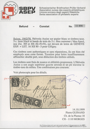 1878-1900, Sieben taxierte Belege, nach oder bis Genf,