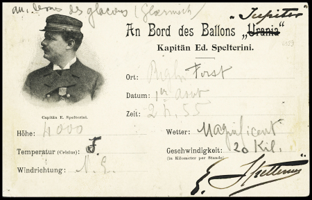 Spelterini Karte - Ballon Jupiter mit 10C anilinrosa