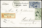 Fünf Postkarten nach Ausland, meistens mit verschiedene