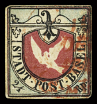 Basler Taube mit Plattenfehler "farbloser Fleck rechts