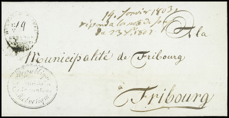 14. Jan. 1803 - Bern nach Fribourg - Faltbriefumschlag