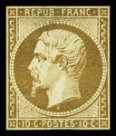 N°9 10c bistre, neuf avec gomme d'origine, timbre très