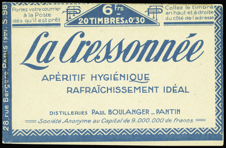N°192-CA4 30 c bleu Semeuse en carnet surcharge "Spécimen"