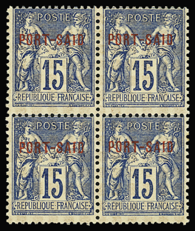 N°8A 15c bleu en bloc de 4, neuf **, TB (Yv. 1600 €)