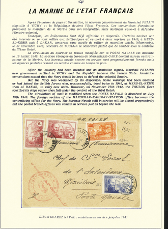 Madagascar n°187 + 203, 2 pièèces + 223 OBL rare CAD "San Diego Suarez -naval" (1.8.40) sur lettre. TB