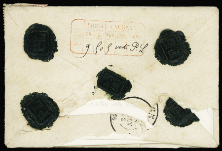 N°32, 3 pièces + 47 + 60 OBL GC 808 + T17 Cercy-la-Tour (1872) sur lettre chargée (VD 500F), bel AFF tricolore Empire Cauré - Bordeaux - Cérès.