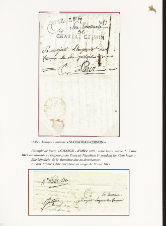 4 MP dont "56 Chat-Chinon" (1793 - ind 14) et MP "56 Château-Chinon" + griffe noire "chargé n°69". TB