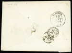 N°3 en paire OBL grille + T15 Château-Chinon (1849) sur enveloppe (rare à cette époque) du 2ème échelon de poids, ind 15+. TB