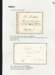 Pouilly : 3 lettres : MP à sec "Pouilly" (1780 - L2A - ind 15), MP "56 Pouilly" sur lettre pour Nevers en poste restante (1818, ind 13) et lettre avec marque manuscrite "Deb de Pouilly sur Loire" (1807 - ind 20). TB