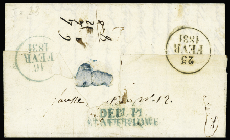 MP "Deb 11 St Affrique" (1831) en bleu, ind 23. TB