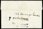 Lettre de Metz avec au verso MP "Deboursé de Lorient" (L n°10, 38mm), ind 26. RR. TB