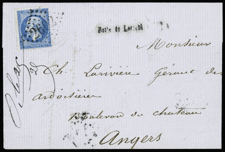 N°22 OBL GC 2602 (Nantes) + griffe "Boite de Lorient" sur lettre pour Angers, ind 26. RR et TB
