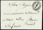 Guerre des Chouans. Lettre avec MP "54 Vannes" (An 3) avec cachet ovale noir à faisceau de licteur "representant du peuple près les armées des côtes de Brest et de Cherbourg". TB