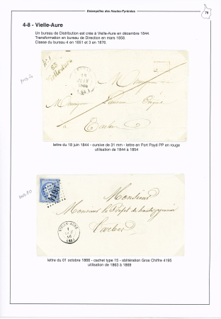 Vieille-Aure : 2 lettres : cursive "63 Vieille-Aure" (1844 - ind 20) et n°22 OBL GC 4195 + T15 Vieille-Aure (1866 - ind 10). TB