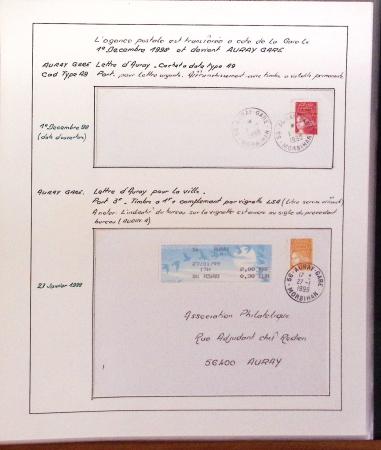 1732-1952 Collection spécialisée sur la poste à AURAY