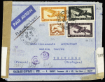 Indochine n°166 + PA 32 + PA 35 + PA 36 OBL Saïgon - Central (25.10.41) sur lettre par avion pour la France avec censure de Hong-Kong et censure allemande. TB