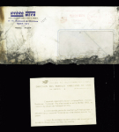 28.5.1969. Accident du DC4 Paris - Bordeaux avec griffe noire au verso "Courrier accidenté en cours de transport" (Nierinck n°690528). TB