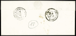 N°3 OBL grille + T15 Bellac (1849) sur lettre, ind 18. TB