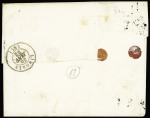 N°4 OBL grille + T14 Chalus (1852) sur lettre, ind 18. TB