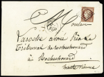 N°6, 1F carmin + T14 Limoges (1849) sur lettre. TB