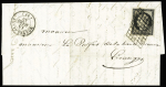 N°3 OBL grille + T15 Morterol (1849) sur lettre, bureau rare, ind 22. TB