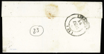 N°3 OBL grille + T15 Razès (1849) sur lettre avec boite rurale B. Ind 23. Rare et TB