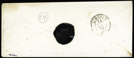 N°4 OBL grille + T15 "St Yrieix" (14 janvier 1852, fin de l'utilisation de la grille) sur lettre. Ind 16. TB