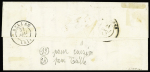 N°3 OBL grille + cursive "82 La Barre de Vayrac" sur lettre datée d'Oradour sur Glane, ind 24. rare et TB