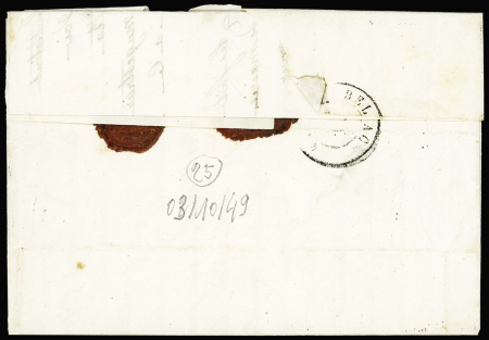N°3 OBL grille + cursive "81 "Lussac les Eglises" + T14 "Le Dorat" (1849) + boite rurale "B" de Saint Martin le Moult, ind 25. Rare et TB