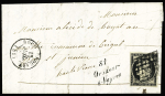 N°3 OBL grille + cursive "81 Oradour-s-Vayres" + T15 "Rochechouart" (1849) sur lettre, ind 23. TB