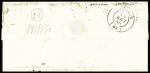 N°4 OBL grille + cursive "81 Oradour-s-Vayres" + T15 "Rochechouart" (1850) sur lettre, ind 21. TB