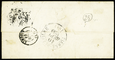 N°3 OBL grille + cursive "81 Solignac" sur lettre du 9.9.1849, ind 25. TB