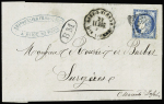N°60 OBL GC 105 (Angoulême) + CAD conv. Station "Aixe-s-Vienne Hte Vienne" (1876) + "BM" dans un ovale sur lettre, ind 18. TB
