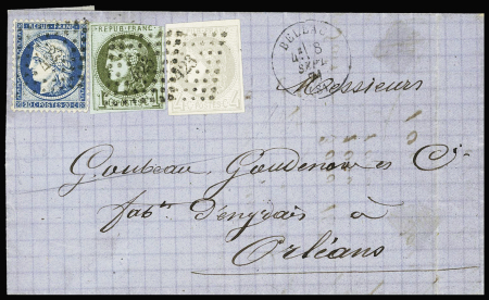 N°39 (leg touché) + 41 + 60 OBL PC du GC 423 + T16 Bellac (8 sept 71) sur lettre.