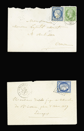 2 lettres avec GC 1879 + T17 dont 1 AFF n°20 + 37 OBL dec 71. TB