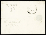 N°15, 25c bleu OBL PC 1730 + T15 Limoges (1854) sur lettre. TB