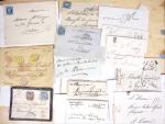 Ensemble d'env. et sachets de l'Union Marcophile contenant des marques postales et lettres classiques de la Haute Vienne + diverses lettres classiques et marques postales dont Seine et Oise. Lot à étudier