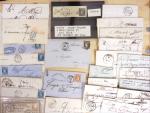 Ensemble d'env. et sachets de l'Union Marcophile contenant des marques postales et lettres classiques de la Haute Vienne + diverses lettres classiques et marques postales dont Seine et Oise. Lot à étudier