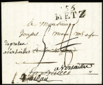 Lettre de Metz pour Rochefort (1803) avec au verso belle MP "DB de Rochefort" (L n°9). Rare et Tb