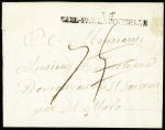 Lettre pour Saint Servan avec MP "16 col par la Rochelle" (1821), ind 25. RR. TB