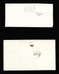 2 lettres : n°4 OBL PC 2706 + T15 La Rochelle (1852) + taxe 25 double-trait (lettre de 10g) et n°4 en paire verticale OBL PC 2706 + T15 La Rochelle (1852). TB
