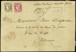 N°56 + 57 OBL PC du GC 3233 + T17 Royan (1873) sur lettre chargée (VD 75€). TB