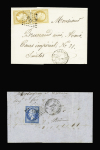 N°21 en paire OBL PC du GC 3615 + T15 "St Genis de Saintonge" (1864) sur lettre et n°22 OBL PC du GC 3615 + T15 (1864) ind 13 chaque. TB