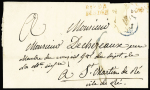 Lettre avec au verso MP "Deb 16 St Martin Isle-de-Ré" + dateur A (1829), ind 21. rare et TB