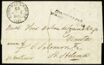 Lettre de Singapour (27 août 1936) acheminée de Sainte-Hélène le 5 décembre 1836 avec T13 Saint Martin de Ré (1837) + MP noire "Colonies par Saint Martin Isle de ré", ind 18. TB